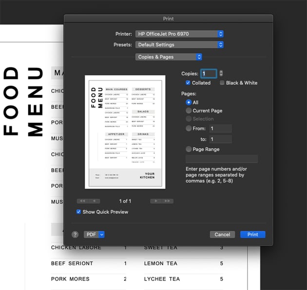 Free Restaurant Menu Templates for MS Word &amp; Google Docs